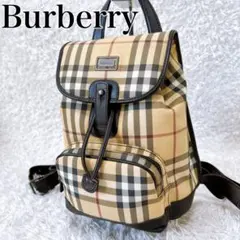 希少　バーバリーロンドン リュック ノバチェック ロゴプレート フラップ　巾着