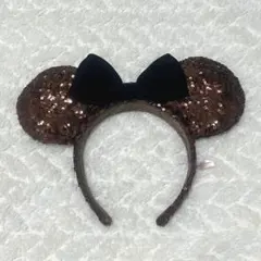 ミニー カチューシャ ブラウン 茶色 黒 スパンコール