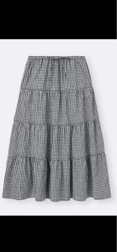 GU ティアードマキシスカートチェック柄