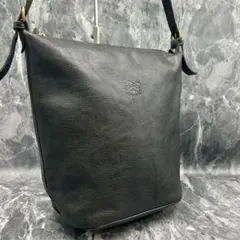 【希少/大容量】イルビゾンテ ショルダーバッグ バケツ型 ブラック レザー A4