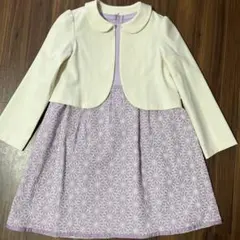 組曲　フォーマル　アイボリーカーディガン付き花柄ワンピース130
