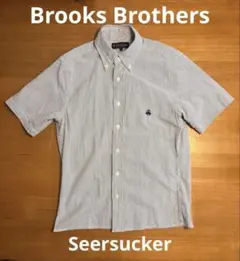 Brooks Brothers 短丈 半袖 シアサッカーシャツ 細ストライプのサムネイル