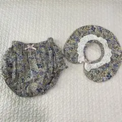コトコット　花柄スタイ　ブルマ　おむつカバー　セット　つけ襟