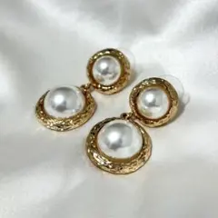 パール調 ゴールド ドロップピアス アクセサリー