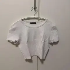 ZARA クロップド丈 半袖Tシャツ ホワイトのサムネイル