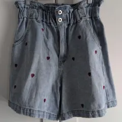 OLIVE des OLIVE デニム ハート刺繍 ショートパンツ