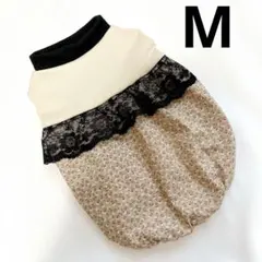 犬服　ハンドメイド　小型犬Mサイズ　レース　花柄　ラグラン