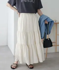 DISCOAT サテンワッシャーボリュームティアードスカート