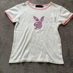 PLAYBOYプレイボーイ ピンクグリッター 平成　y2k　リンガーTシャツ Mのサムネイル