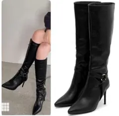 [ 新品] GRL ポインテッドトゥ ロングブーツ ブラック 25.0cmのサムネイル