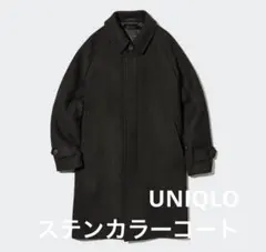 ユニクロ【美品】ステンカラーコート ダークブラウンチェック Sサイズ