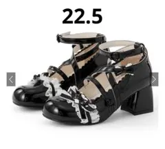 【新品】クロスストラップリボンレースパンプス[gd1699] ブラック 22.5