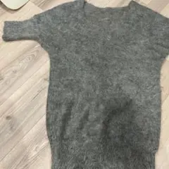 グレー Vネック 長袖ニット　スピックアンドスパン　モヘアニット　グレー　毛長