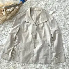 【エスピエ】ベージュ ボタン付きジャケット フォーマル　カジュアル　36号（S）