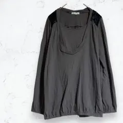 【ミルフェルム】授乳カットソー グレー レース 袖裾ゴム M レース 産後ママ