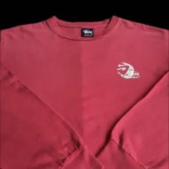 “紺タグ” old stussy プリント ロンT USA製 90s 赤 ボロ