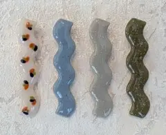 レジン製波形ヘアクリップ4個セット
