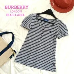 【未使用】BURBERRY　BLUE LABEL ボリューム袖　ロゴ　半袖（М）