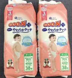 【まとめ売り】グーンプラスオムツ テープタイプBIGサイズ38枚入×2点のサムネイル