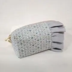 在庫セール⭐　ミナペルホネン　×　リバティ　ポーチ　フォレストウェーブ　グレー