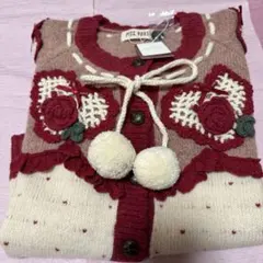 新品未使用　ピンクハウス　ハートモチーフ使いヨークニットカーディガン