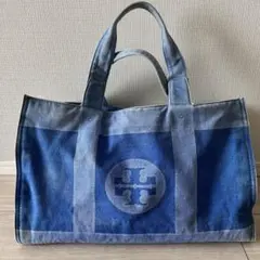 TORY BURCH トリーバーチ キャンバス トートバッグ ブルー A4収納可
