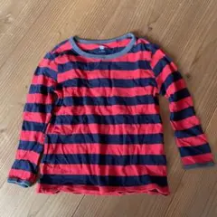 110 ユニクロ　赤紺　太ボーダー　長袖Tシャツ　ロンT