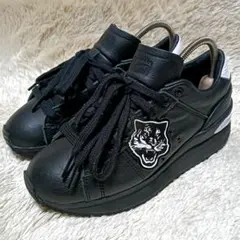 オニツカタイガー LAWNSHIP PF 厚底レザースニーカー ローカット 黒