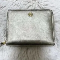 トリーバーチ 2つ折り財布 希少カラー ホワイトゴールド 財布