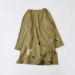シルク✨ヨーガンレール　チュニック　刺繍　カーキ　Mのサムネイル