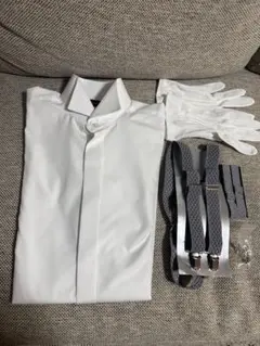 ブライダル新郎用セット（シャツ・サスペンダー・アームバンド・手袋・カフスボタン）