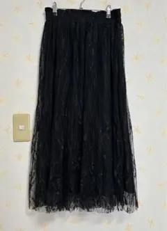 r.p.s 花柄レース消しプリーツスカート　ブラック　F