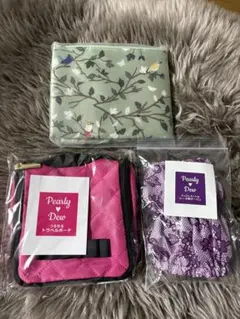 Pearly Dew トラベルポーチ ピンク＆ヘアバンド、ビッグポーチ3点セット