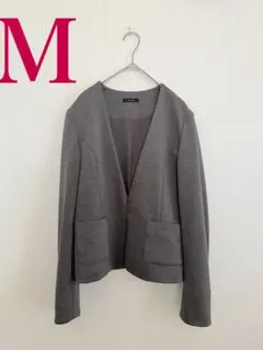 【美品】ノーカラージャケット　セレモニー　入学式　卒業式　ストレッチ　グレー　Ｍ