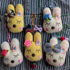 いちごパフェ☆様 ᕱ⑅ᕱうさちゃん 薔薇　リボン【 ５個セット 】