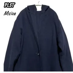 M【PLST】プラステ　ロング丈コート　ネイビーカラー　シンプル　スタイルアップ