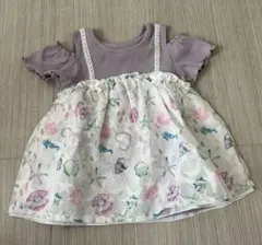 キッズ　重ね着風オフショルTシャツ　110センチ
