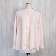 【AMERICANHOLIC】長袖 バンドカラーシャツ ピンタック ゆったり L