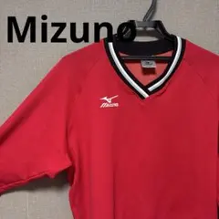 Mizuno 赤 Vネック 長袖 スポーツウェア M