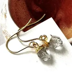 1点作品☆ ブラウンゴールドルチルクォーツピアス イヤリングに変更