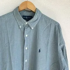 【好配色】90s ラルフローレン BLAKE ボタンダウン チェックシャツ XL