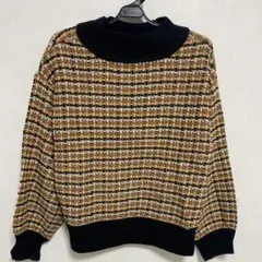 レディース　チェック　セーター　ニット　トップス