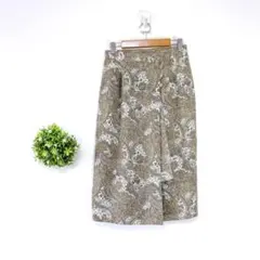 【美品】巻きスカート風 【Ｌ】タイトスカート　大人　薄手　ペイズリー柄　総柄