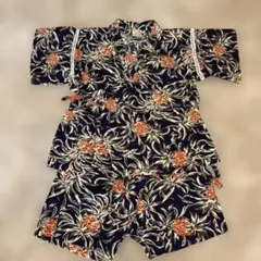 【生地が素敵】プティマイン　甚平　じんべい　100 ネイビー