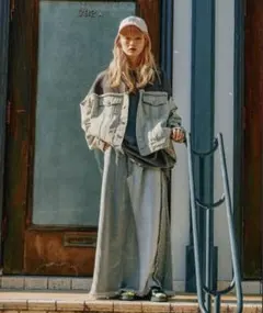 ニコアンド＊[MODE NORM CORE]リメイク風マキシデニムスカート L