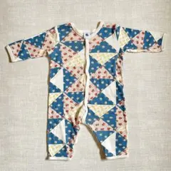 パッチワーク柄　プチバトー　プリント足なしロンパース　6m 67cm