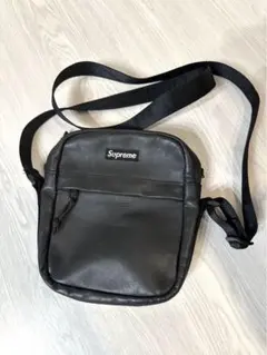 Supreme レザーショルダーバッグ ブラック