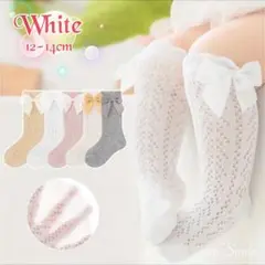 【新品】リボン 清楚 ハイソックス ホワイト M ベビー キッズ フォーマル②