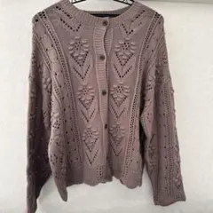 新品　SM2☆モカ／花柄編みニットカーディガン