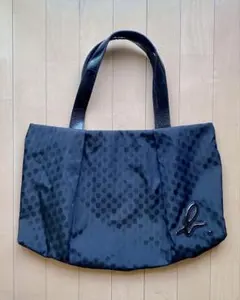 【中古・アニエスベー】ドット柄 ｜ショルダーバッグ 黒｜A4が入る｜マチあり